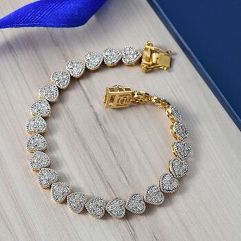 LUXURIANT SGL zertifiziertes SI-GH Labor Diamant 19cm Armband, 925 Silber 750 Gelbgold Vermeil - 4 ct.