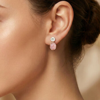D'Joy AA Rosa Opal und S&uuml;&szlig;wasser Perle Ohrringe