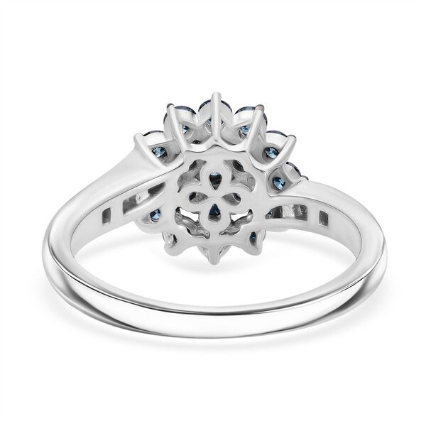 LUXURIANT DIAMOND- SGL zertifizierter SI-GH Labor blauer und wei&szlig;er Diamant Ring und Ohrringe image number 11