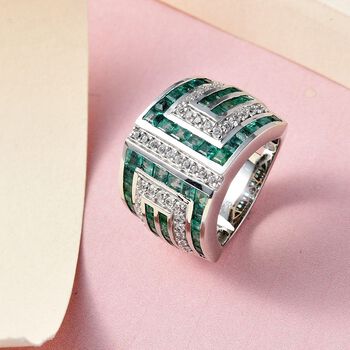 AAA Kagem sambischer Smaragd und Zirkon-Ring - 3,93 ct.