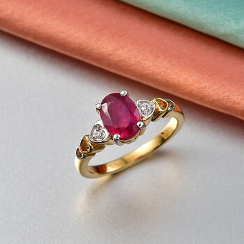 D'Joy afrikanischer Rubin und Zirkon zweifarbiger Ring - 1,99 ct.