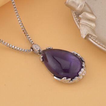 Lila Amethyst Schmuckset ca. 50 cm 316L Edelstahl ca. 55,00 ct.