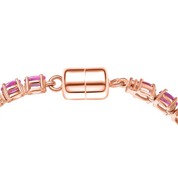LUXURIANT AAA Labor Rosa Saphir und Labor Diamant 18cm Armband - 9,19 ct.