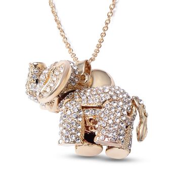 Kristall Elefant-Anh&auml;nger mit 60cm Kette in Goldton