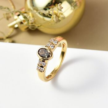 D'Joy AA nat&uuml;rlicher, goldener Tansanit und Zirkon Ring - 0,79 ct.