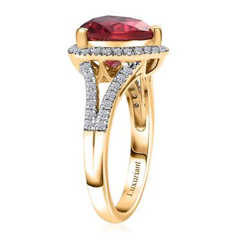 LUXURIANT zertifiziert und gepr&uuml;ft AAA Labor Padparadscha Saphir und Labor Diamant Ring in 417 Gold - 4 ct.