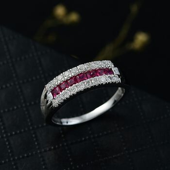 Luxuriant - AAA Nat&uuml;rlicher Mosambik-Rubin, Lab Grown Diamant Ring 417 Gold (Gr&ouml;&szlig;e 16.50) ca. 1.16 ct