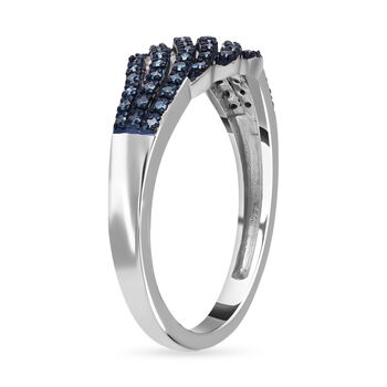 Blauer Diamant Ring, 925 Silber platiniert (Gr&ouml;&szlig;e 21.00) ca. 0.33 ct