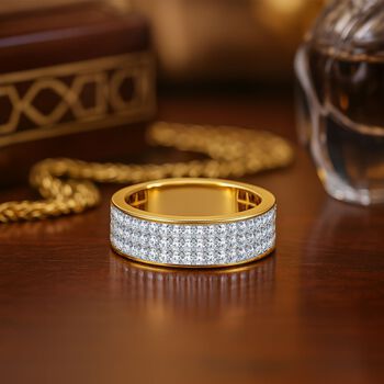 LUXURIANT DIAMOND - Lab Grown Diamant SI-GH SGL zertifiziert Ring, 925 Silber 750 Gelbgold Vermeil (Gr&ouml;&szlig;e 17.00) ca. 1,00 ct