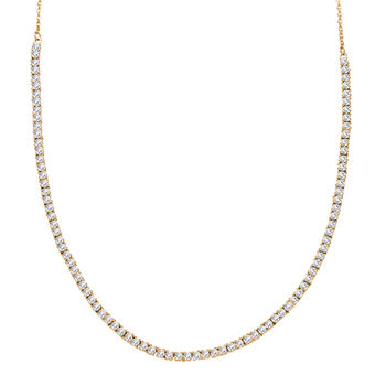 LUXURIANT VS-EF Labor Diamant 45cm Halskette, 925 Silber 750 Gelbgold Vermeil - 4,14 ct.