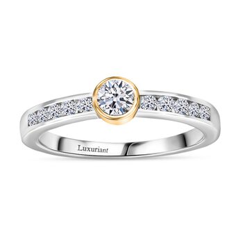 LUXURIANT DIAMOND - Lab Grown Diamant SI-GH Ring 925 Silber Rhodiniert und 750 Gelbgold Vermeil (Gr&ouml;&szlig;e 18.00) ca. 0.50 ct