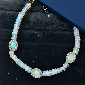 D'Joy AA nat&uuml;rliches, &auml;thiopisches Welo Opal und Zirkon 19cm Armband - 22,85 ct.