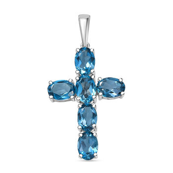 D'Joy London Blau Topas Anh&auml;nger 925 Silber rhodiniert ca. 5,65 ct.
