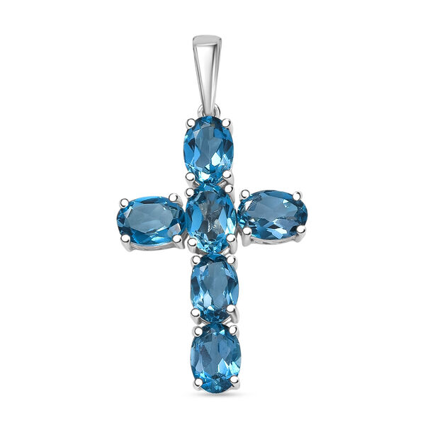 D'Joy London Blau Topas Anh&auml;nger 925 Silber rhodiniert ca. 5,65 ct.