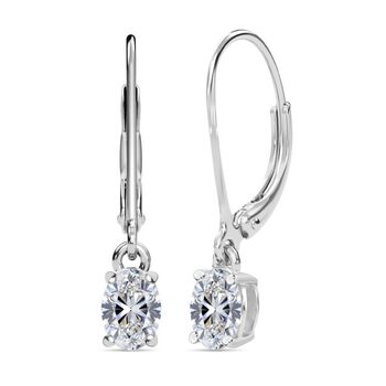 LUXURIANT SGL zertifizierte VS-GH Labor Oval-Diamant Ohrringe, 925 Silber rhodiniert - 1 ct.