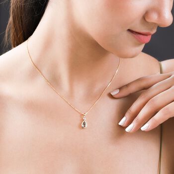 AAA Turkizit und wei&szlig;er Zirkon-Anh&auml;nger mit Kette, 50 cm - 0,87 ct.