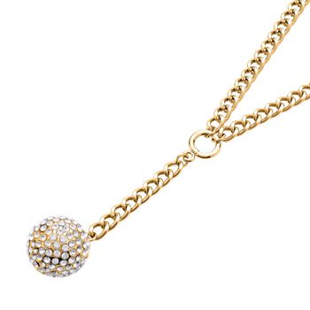 Wei&szlig;e Kristall-Halskette 50 cm und Ohrstecker in Goldton - 7 ct.