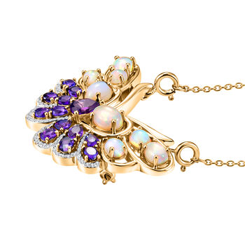 GP Trionfo Kollektion- AA afrikanische Amethyst, &auml;thiopische Welo Opal und blaue Saphir zweifarbige 45cm Halskette - 5,67 ct.