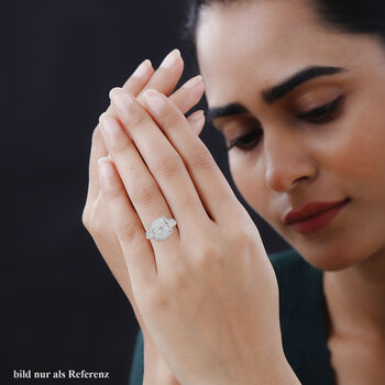 Wei&szlig;er Diamant Ring 925 Silber platiniert (Gr&ouml;&szlig;e 18.00) ca. 1.02 ct