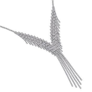 Wasserfall wei&szlig;es Kristall Collier,, ca. 50 cm, silberfarben
