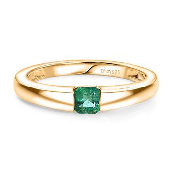 D'Joy AAA Kagem Sambischer Smaragd Ring 925 Silber 750 Vergoldet (Gr&ouml;&szlig;e 18.00) ca. 0.32 ct