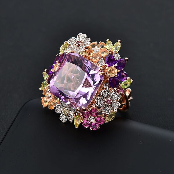 GP Italienische Garten Kollektion - AAA Rose De France Amethyst, Afrikanischer Amethyst Ring 925 Silber 750 Ros&eacute;gold Vermeil (Gr&ouml;&szlig;e 19.00) ca. 17.45 ct image number 1