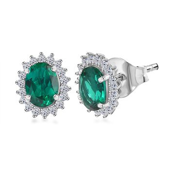 AAA Lab Grown Smaragd, Lab Grown Diamant Ohrringe 417 Gold ca. 2.30 ct