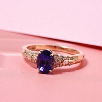LUXURIANT AAA Tansanit und SI-GH Labor Diamant Ring in 375 Gold - 1,53 ct.