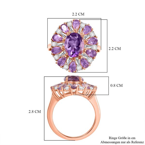 D'Joy AAA Rose De France Amethyst Ring 925 Silber 750 Ros&eacute;gold Vermeil (Gr&ouml;&szlig;e 21.00) ca. 5,55 ct image number 7