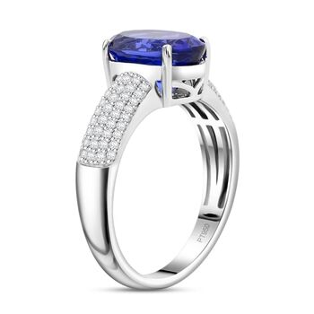 RHAPSODY zertifiziert und gepr&uuml;ft AAAA Tansanit und VS-EF Diamant Ring in 950 Platin - 4,85 ct.