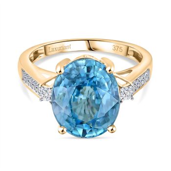 AAA Blauer Zirkon, Lab Grown Diamant VS Ring 375 Gold (Gr&ouml;&szlig;e 19.00) ca. 7.36 ct