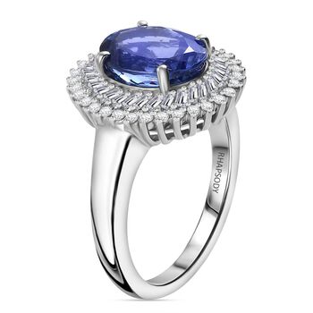 RHAPSODY AAAA Tansanit und VS-EF Diamant  Ring in 950 Platin - 4,56 ct.