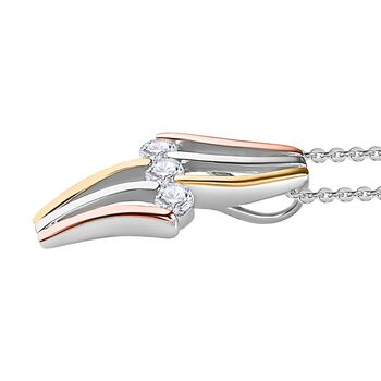 Moissanit dreifarbiger Anh&auml;nger mit 50cm Kette - 0,63 ct.