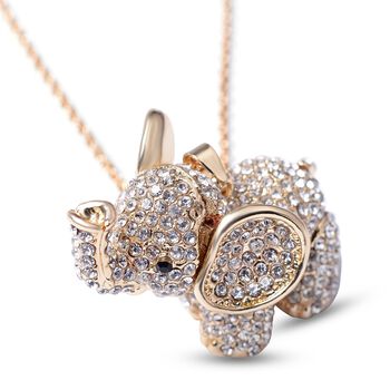 Kristall Elefant-Anh&auml;nger mit 60cm Kette in Goldton