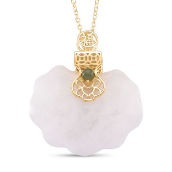 D'Joy Nat&uuml;rliche Wei&szlig;e Jade Anh&auml;nger mit Kette ca. 50 cm, 925 Silber vergoldet ca. 50,00 ct.