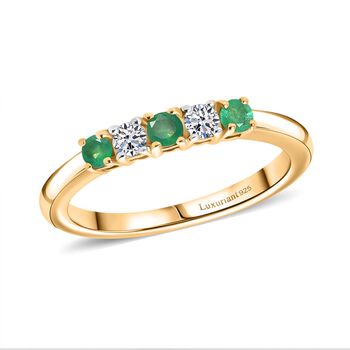 LUXURIANT DIAMOND- Kagem sambischer Smaragd und SI Labor Diamant Ring - 0,31 ct.