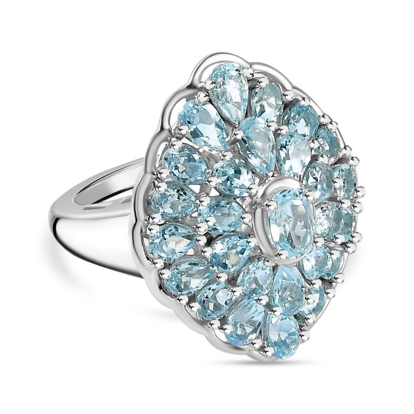 Himmelblauer Topas Ring, 925 Silber rhodiniert (Gr&ouml;&szlig;e 19.00) ca. 5.47 ct