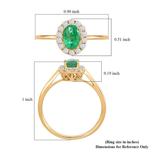 LUXORO AAA Kagem Sambischer Smaragd, Wei&szlig;er Diamant Ring 585 Gold (Gr&ouml;&szlig;e 17.00) ca. 1,05 ct image number 5