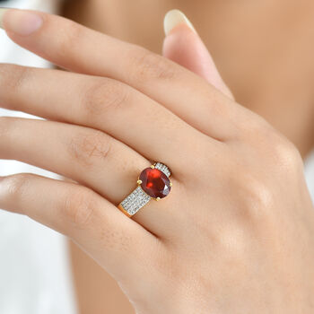 D'Joy AAA Hessonit Granat und Zirkon Ring - 3,46 ct.