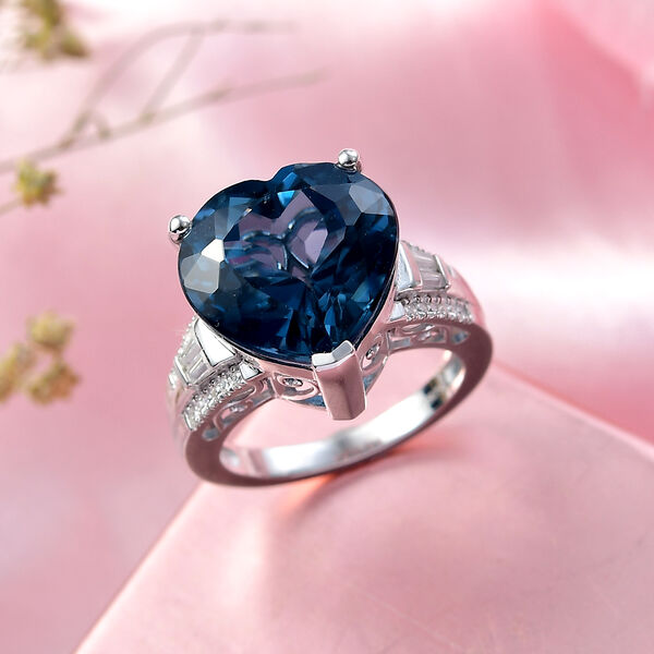 D'Joy London Blautopas und Moissanit Ring - 14,06 ct. image number 2