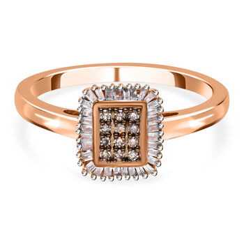 Nat&uuml;rlicher Champagner Diamant und wei&szlig;er Diamant Ring - 0,33 ct.