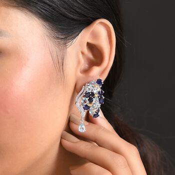 GP Trionfo Kollektion- Himmelblaue Topas, Masoala Saphir,  Zirkon und blaue Saphir zweifarbige Ohrringe - 19,83 ct.
