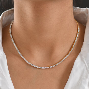 LUXURIANT VS-EF Labor Diamant 45cm Halskette, 925 Silber 750 Gelbgold Vermeil - 4,14 ct.