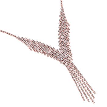 Wasserfall wei&szlig;es Kristall Collier, ca. 50 cm, ros&eacute;farben
