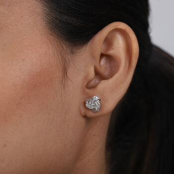 D'Joy wei&szlig;e Diamant Liebesknoten Ohrstecker, 925 Silber platiniert - 0,25 ct.