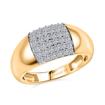 LUXURIANT SGL zertifizierter SI-GH Labor Diamant Ring, 925 Silber 750 Gelbgold Vermeil - 0,50 ct.
