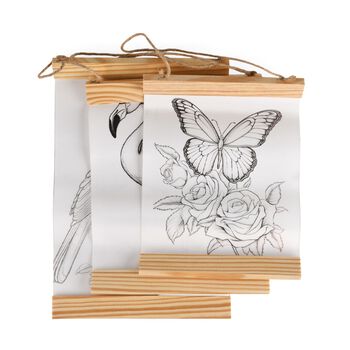 4er-Set Malset mit Acrylmarkern und Aufbewahrungsbox, Vogel-, Schmetterlings- und Flamingo-Skizzen