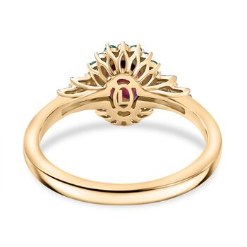 LUXORO zertifiziert und gepr&uuml;ft AAA Radiant Ember Granat, Paraiba Turmalin und Diamant Ring in 417 Gold - 1,76 ct.