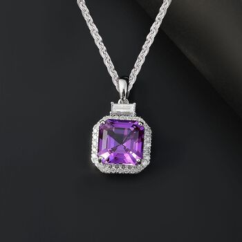 AAA Lab Grown Lila Saphir, Lab Grown Diamant Schmuckset ca. 45 cm 417 Gold, 417 Gold Wei&szlig;gold Vergoldet ca. 6.03 ct