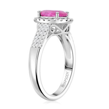 Rhapsody AAAA Nat&uuml;rlicher Mosambik-Rubin, Wei&szlig;er Diamant Ring 950 Platin (Gr&ouml;&szlig;e 16.50) ca. 2,15 ct